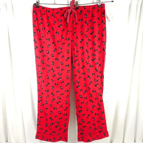 NWT Adonna Womens Size 2X Red Pajama Bottom Pants With Dog Terrier Graphics - Picture 1 of 9